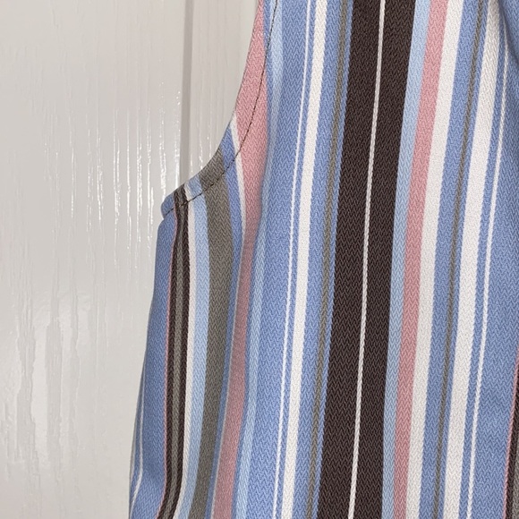 BDG Gray Pastel Striped Button Front Overall Sleeveless Skirtall Casual Dress XS - Picture 4 of 13
